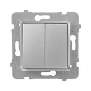 Wyłączniki światła i elektryczne - Polmark Włącznik schodowy podwójny ROSA srebrny - miniaturka - grafika 1