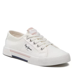 Tenisówki PEPE JEANS - Brady Girl Basic PGS30543  White 800 - Trampki damskie - miniaturka - grafika 1