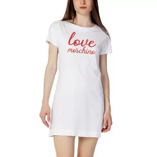 Love Moschino Damska sukienka z krótkim rękawem, kolor biały (Optical White), rozmiar 42 (DE), optical white, 42 - Sukienki - miniaturka - grafika 1