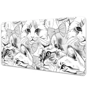 Podkładki na biurko - Mata na biurko Szkicowane koty 90x45 cm - miniaturka - grafika 1