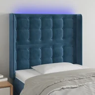 Inne meble do sypialni - vidaXL Zagłówek do łóżka z LED ciemnoniebieski 93x16x118/128cm aksamit - miniaturka - grafika 1