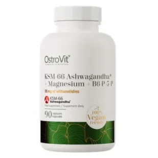 OstroVit KSM-66 Ashwagandha + Magnez + B6 P-5-P VEGE Suplement diety 90 kaps. - Układ nerwowy - miniaturka - grafika 1