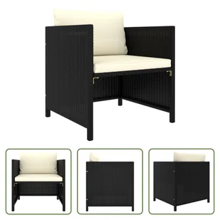 Sofa ogrodowa z poduszkami z czarnego polirattanu The Living Store - Sofy ogrodowe - miniaturka - grafika 1