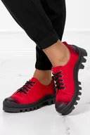 Półbuty damskie - Czerwone półbuty sznurowane POLSKA SKÓRA Casu 2071-37 - miniaturka - grafika 1