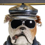 Lampy stojące - Kare Punk Dog lampa stołowa, niebiesko-szary, tekstylny klosz - miniaturka - grafika 1