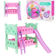 Figurki dla dzieci - Łóżeczko Dla Lalek Piętrowe + Drabinka Ślizgawka - miniaturka - grafika 1