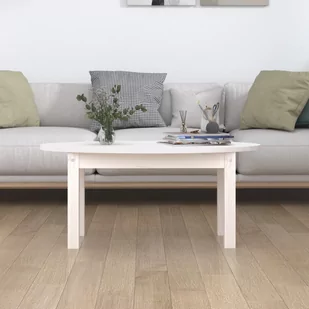 Stolik kawowy, biały, 80x40x35 cm, lite drewno sosnowe Lumarko - Ławy i stoliki kawowe - miniaturka - grafika 4