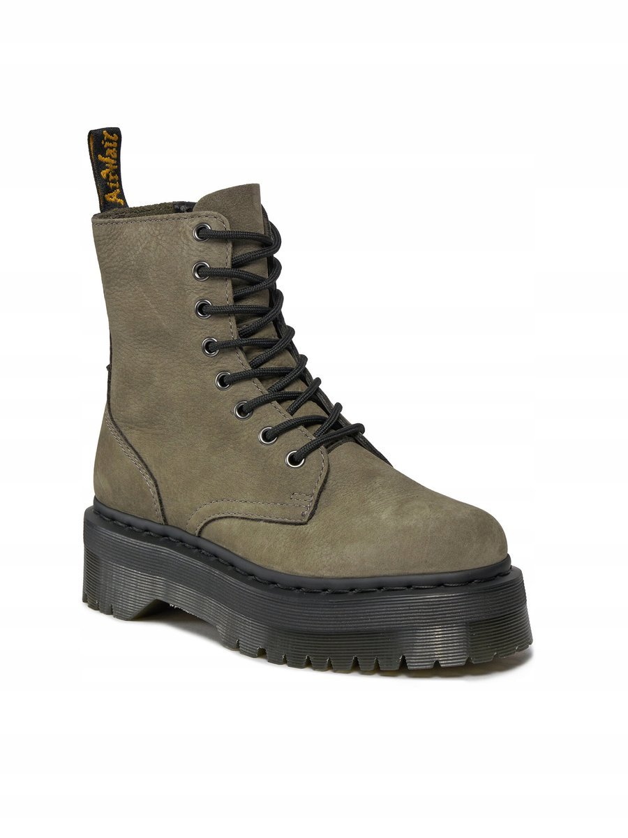 DR MARTENS ZIELONE SKÓRZANE GLANY Z CZARNĄ GRUBĄ PODESZWĄ 40 16AA