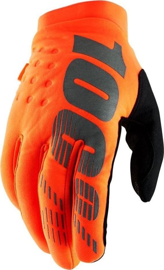 100% Rękawiczki 100% BRISKER Glove fluo orange black roz. M długość dłoni 187-193 mm NEW