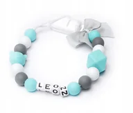 Akcesoria do smoczków - Silikonowa zawieszka z imieniem LEON MIKOŁAJ HIT - miniaturka - grafika 1