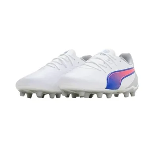 PUMA Unisex King Match Fg/Ag Jr buty piłkarskie dla dzieci, Puma Biały, niebieski, płaski, jasnoszary, 30 EU - Piłka nożna - miniaturka - grafika 1