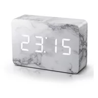 Zegary - Budzik z dekorem marmuru z białym wyświetlaczem LED Gingko Brick Marble Click Clock - miniaturka - grafika 1
