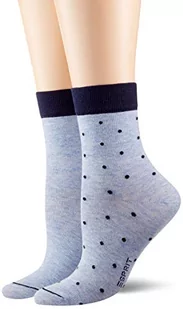 ESPRIT Small Dots 2-Pack krótkie skarpetki damskie bawełna biały czarny więcej kolorów drobne niskie wzmocnione z fantazyjnym wzorem w kropki zestaw 2 par, Niebieski (Jasny Denim 668), 39-42 EU - Skarpetki damskie - miniaturka - grafika 1
