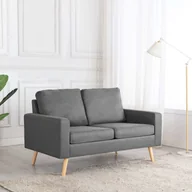 Sofy i kanapy - vidaXL Sofa 2-osobowa, jasnoszara, tapicerowana tkaniną - miniaturka - grafika 1