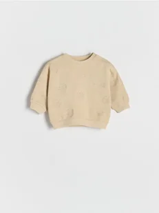 Reserved - Bawełniana bluza z haftem - beżowy - Bluzki dla niemowląt - miniaturka - grafika 1