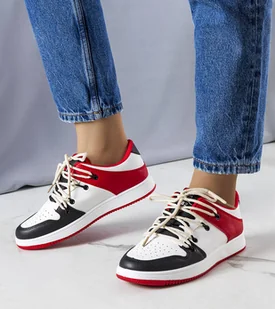 Czarno-czerwone retro sneakersy Shari-40 - Botki damskie - miniaturka - grafika 1