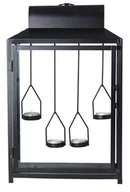 Lampy ogrodowe - Latarnia metalowa czarna matowa z 4 wiszącymi świecznikami - miniaturka - grafika 1