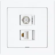 Gniazdka elektryczne - Gniazdo antenowe typu F + RJ45 JOWISZ biały - miniaturka - grafika 1