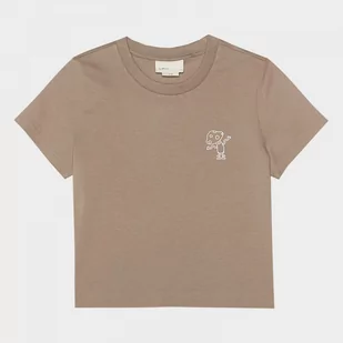 Damski t-shirt crop top z nadrukiem Outhorn OTHWSS24TTSHF1479 - brązowy - Koszulki sportowe damskie - miniaturka - grafika 1