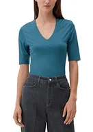 Koszulki i topy damskie - s.Oliver BLACK LABEL Damska koszulka wiskozowa z dekoltem w serek, Niebieski zielony, 34 - miniaturka - grafika 1