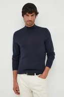 Swetry męskie - Calvin Klein sweter wełniany męski kolor granatowy lekki z półgolfem - miniaturka - grafika 1