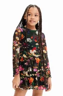 Sukienki i spódniczki dla dziewczynek - Desigual sukienka dziecięca kolor zielony mini rozkloszowana - miniaturka - grafika 1