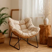 Fotele - Fotel Wypoczynkowy FIN na Płozach Beżowy Nowoczesny - miniaturka - grafika 1