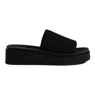 Sergio Leone Damskie czarne klapki na koturnie - Klapki i japonki damskie - miniaturka - grafika 1