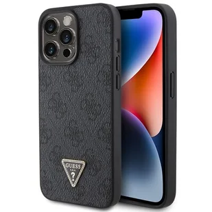 Guess GUHCP15XP4TDPK iPhone 15 Pro Max 6.7" czarny/black hardcase Leather 4G Diamond Triangle - Etui i futerały do telefonów - miniaturka - grafika 1