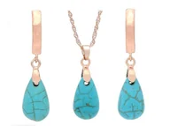 Zestawy biżuterii dla kobiet - Komplet Biżuterii Z Turkusem Kropla - miniaturka - grafika 1