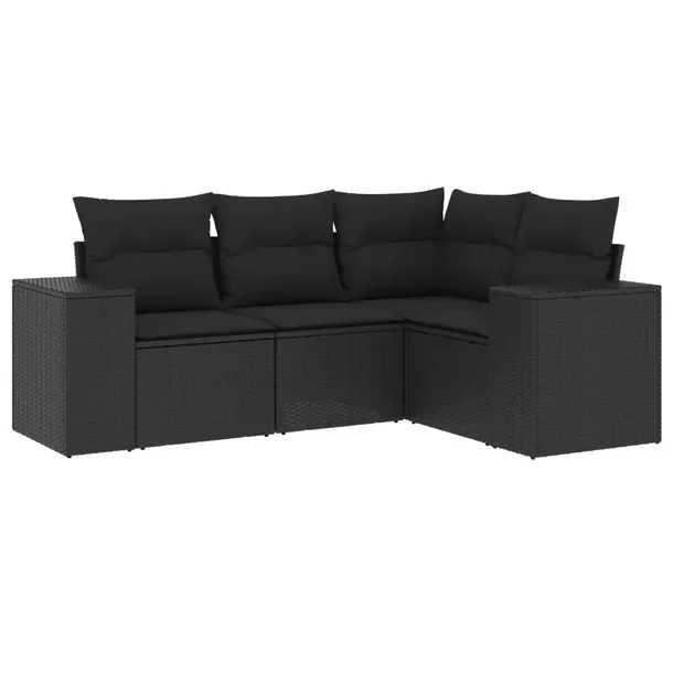 Zestaw mebli ogrodowych modułowych czarnych z poduszkami 62 x 62 x 69 cm