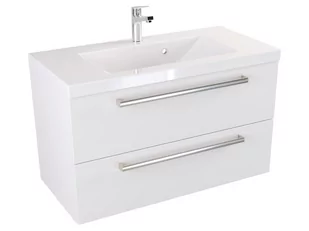 Szafka Wisząca Z Umywalką ATH 80 cm - Biały Mat - Uchwyty Stal Szczotkowana - Szafki łazienkowe - miniaturka - grafika 1