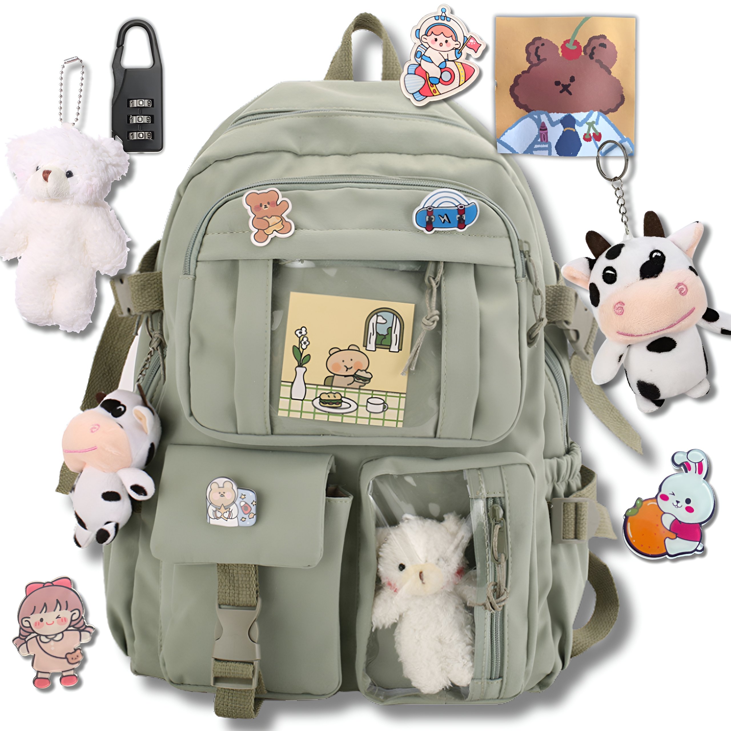 Plecak Szkolny Do Szkoły Dla Młodzieżowy Brelok Przypinki Kłódka Gr Zestaw