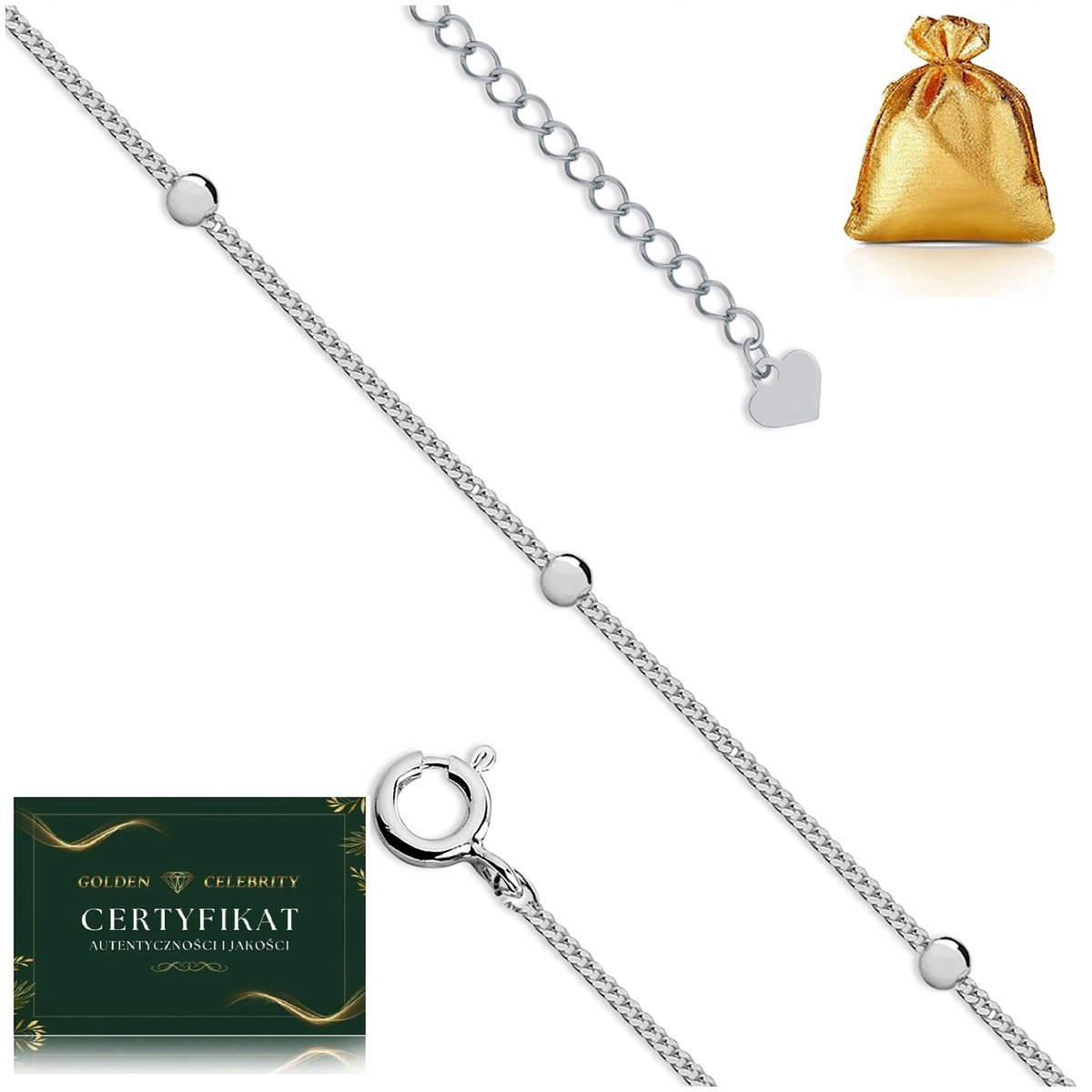 Srebrna Bransoletka Na Nogę, Srebro 925 Regulowana, Delikatna, Z Kuleczkami