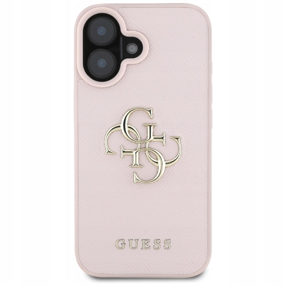 Guess Etui Grained Big 4G Small Classic Logo do iPhone 16, różowe