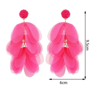 KOLCZYKI CHWOSTY Wiszące delikatne BOHO Fuksja K1676F - Kolczyki - miniaturka - grafika 1