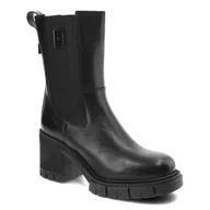 Botki damskie - Czarne Botki Nessi Damskie Eleganckie Buty Na Obcasie - miniaturka - grafika 1