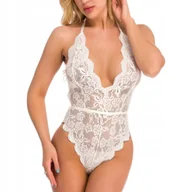 Komplety bielizny - BODY KORONKOWE BIELIZNA EROTYCZNA DAMSKA SEK SOWNE STRÓJ KORONKA DEKOLT ROZMIAR S/M KOLOR BIAŁY - miniaturka - grafika 1