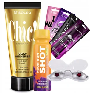 Soleo Chic 150ml Przyspieszacz Opalania Z Drobinkami Złota + Gratisy - Balsamy i kremy do opalania - miniaturka - grafika 1