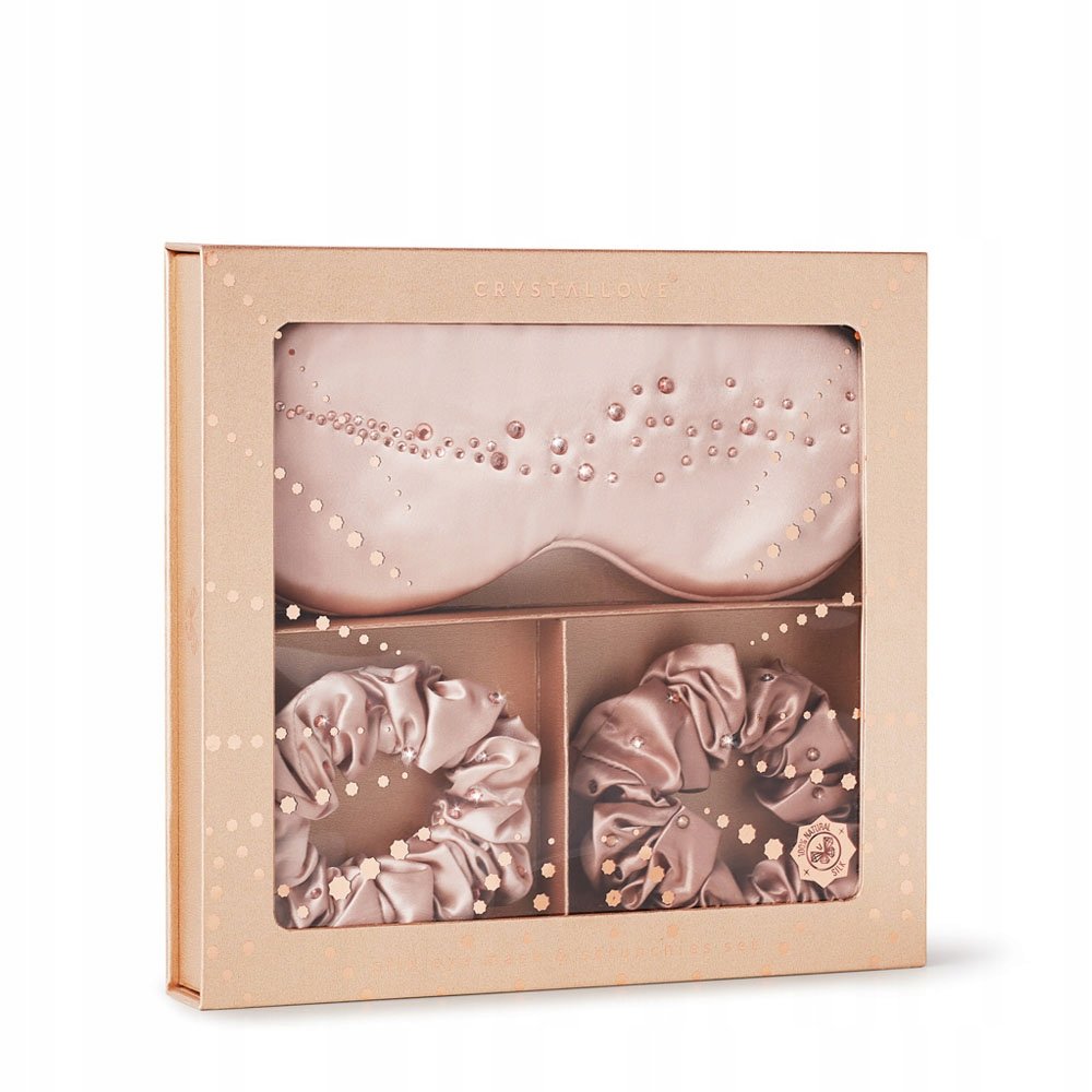 Crystallove Silk eye mask&scrunchies zestaw opaska na oczy 2 gumki do włosó