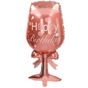 BALON 22"KIELISZEK HAPPY BIRTHDAY GOLD ROSE - Balony i akcesoria - miniaturka - grafika 1