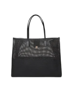 Tommy Hilfiger Torebka Th City Summer Tote Woven AW0AW17640 Czarny - Torebki damskie - miniaturka - grafika 1