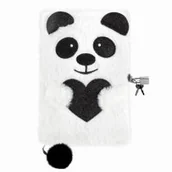 Pamiętniki, dzienniki, listy - Pamiętnik pluszowy z kłódką Panda DERFORM - miniaturka - grafika 1