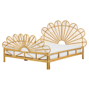 Łóżka - Łóżko paw rattanowe 160 x 200 cm jasne drewno FLORENTINE - miniaturka - grafika 1
