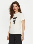 Koszulki i topy damskie - KARL LAGERFELD T-Shirt A1W17126 Écru Regular Fit - miniaturka - grafika 1