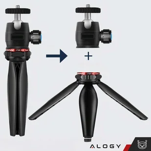 Uchwyt na telefon Alogy Mini Tripod Trójnóg Liginn do robienia zdjęć do telefonu kamery GoPro lampy ring 1/4 Czarny - Statywy fotograficzne - miniaturka - grafika 6