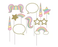 Gadżety na imprezę - Rekwizyty do zdjęć, Złoty Jednorożec, 10 elementów - miniaturka - grafika 1