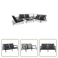 Meble ogrodowe - The Living Store 5-cz. zestaw mebli do ogrodu - poduszki - aluminium - ciemnoszary - Sofa Ogrodowa - miniaturka - grafika 1