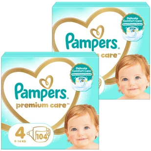 Zestaw Pampers Premium Care, pieluchy rozmiar 4, 9-14 kg, 2 x 104 sztuki - Pieluchy - miniaturka - grafika 1