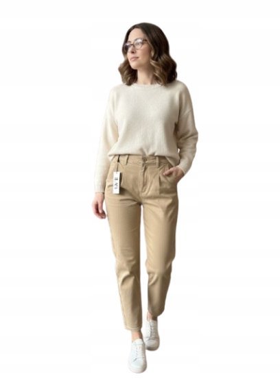 BEŻOWE JEANSY MOM JEANS WYSOKI STAN BAWEŁNA M 2DA